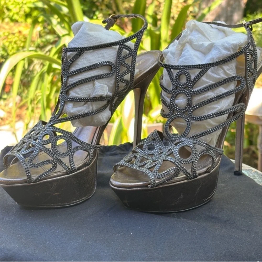 Sergio Rossi crystal strappy platform heels - Picture 4 of 7